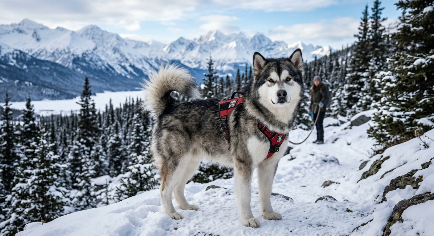 Alaskan Malamute dog breed portrait — powerful Arctic working dog