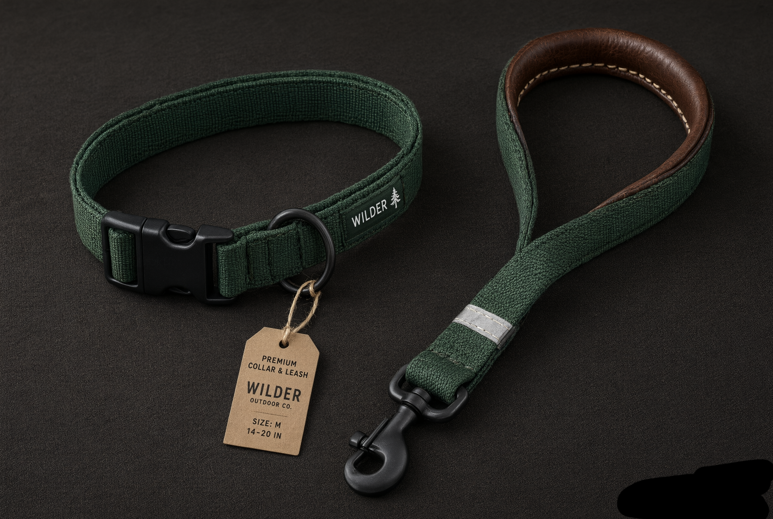 Dog collar and leash set — proper fit for walking and ID tags