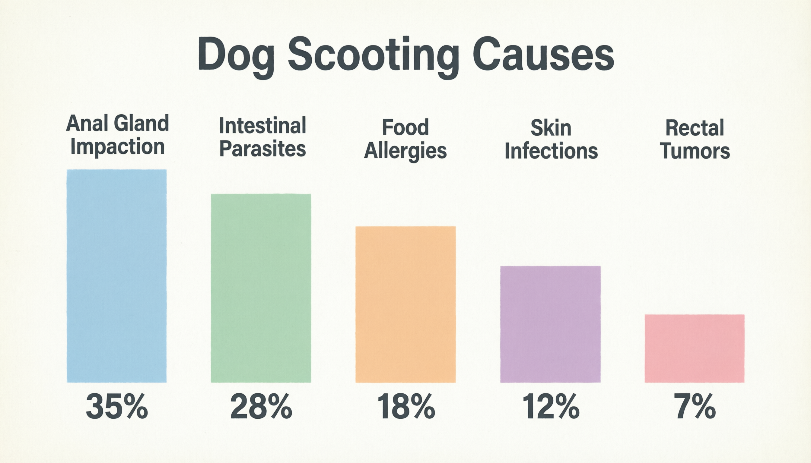Infographic of common causes of dog scooting including anal glands worms and allergies