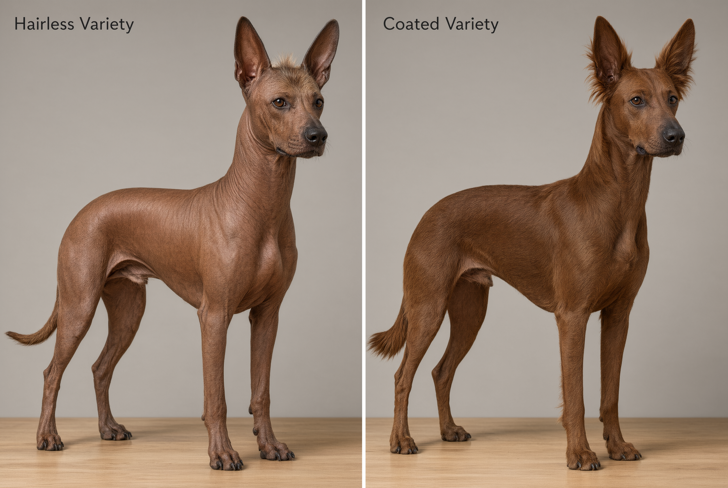 Hairless vs coated Xoloitzcuintli comparison — Mexican hairless dog varieties